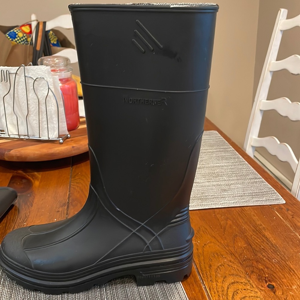 Black rain boots